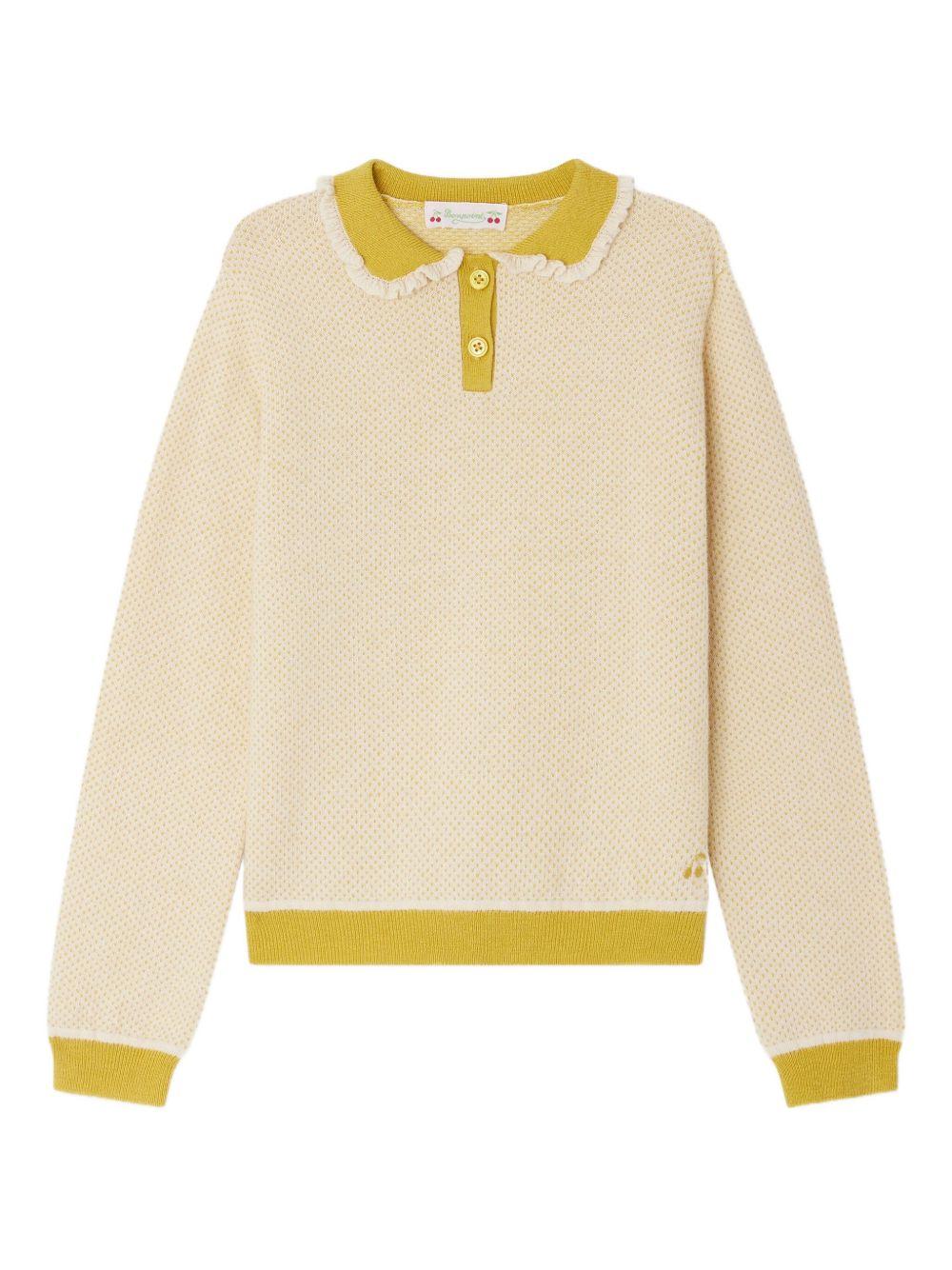 Polo per bambina Bonpoint giallo con colletto con frange - Rubino Kids