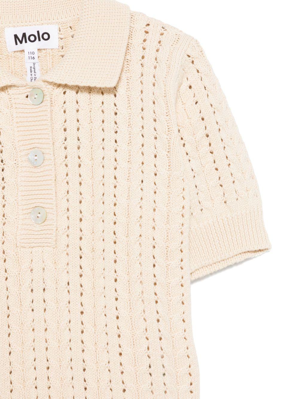Polo per bambina Molo Gretel beige con abbottonatura frontale corta - Rubino Kids