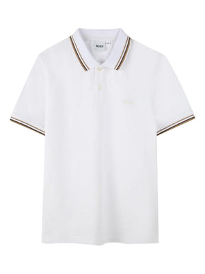 Boss Kids white polo shirt with logo detail