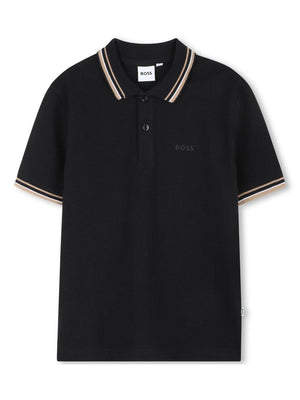 Boss Kids black polo shirt with logo detail