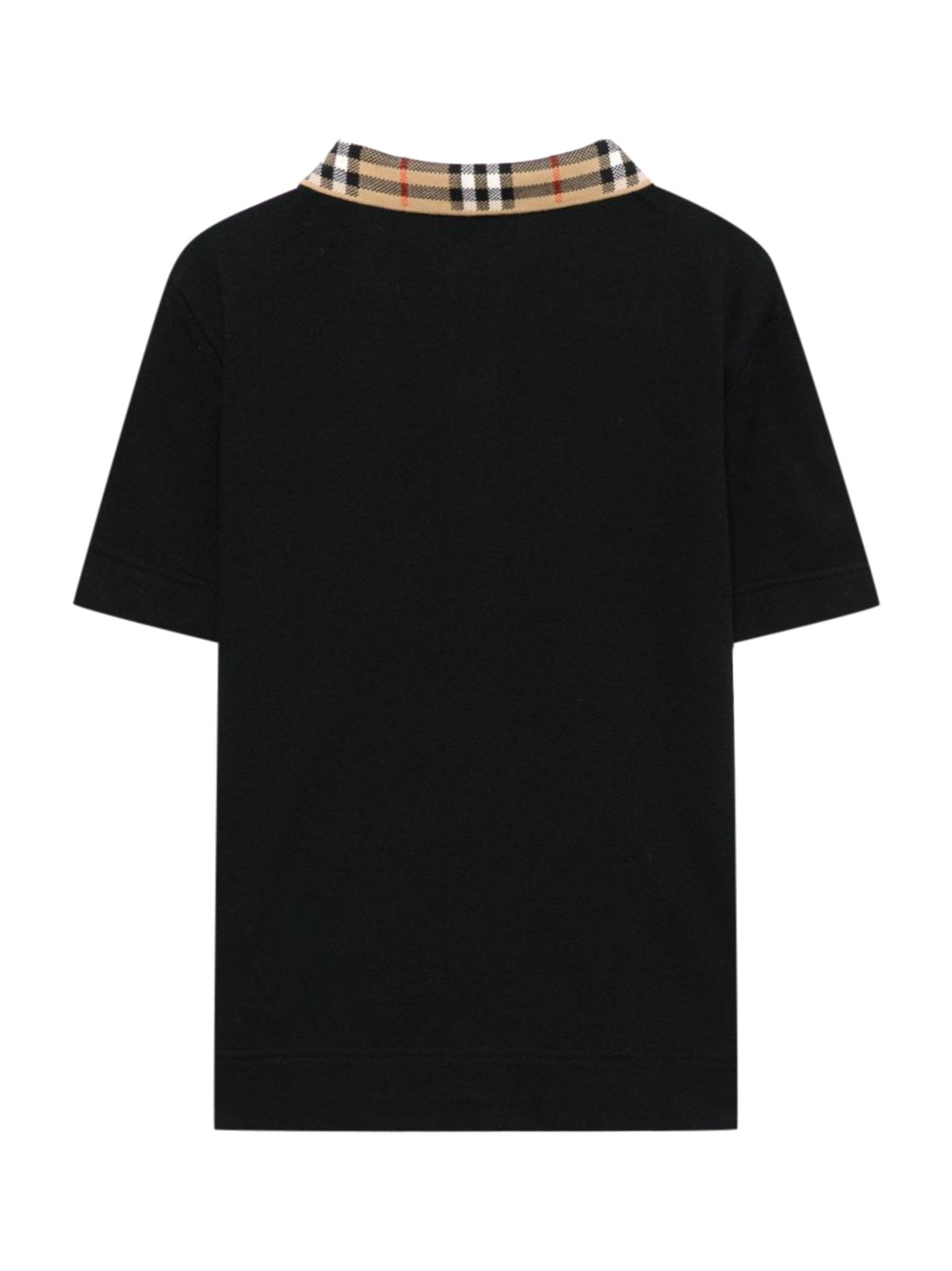 Polo per bambino Burberry Kids nera con colletto con caratteristico motivo Vintage Check - Rubino Kids