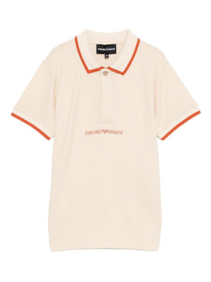 Polo per bambino Emporio Armani Kids écru con logo sul davanti