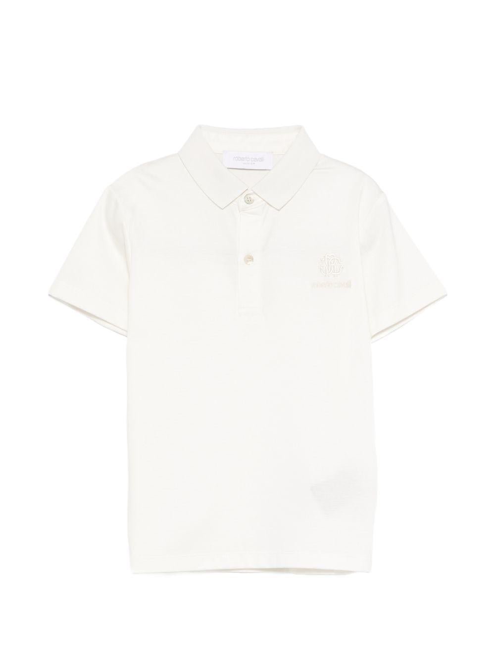 Polo per bambino Roberto Cavalli Kids bianco con dettaglio logo - Rubino Kids