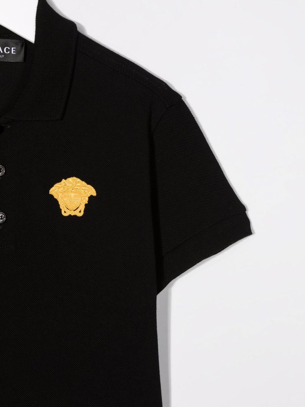 Polo per bambino Versace Kids Medusa nero con motivo a testa di Medusa - Rubino Kids