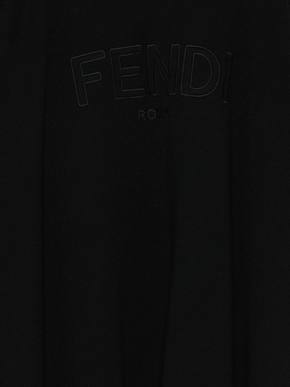 Poncho per bambina Fendi Kids nero con cappuccio con motivo FF - Rubino Kids