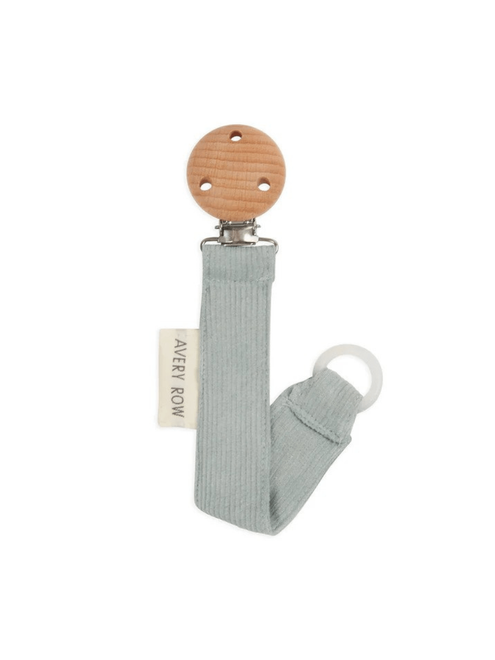 Porta ciuccio per neonati Avery Row grigio con aggancio in legno - Rubino Kids