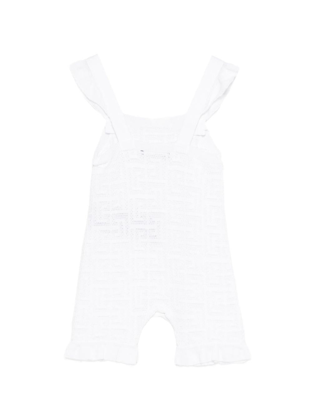 Salopette per neonata Balmain Kids bianca con ruches - Rubino Kids