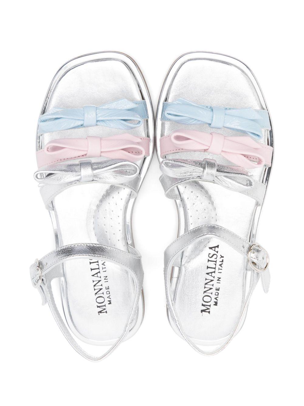 Sandali con fiocco per bambina Monnalisa argento con soletta imbottita - Rubino Kids