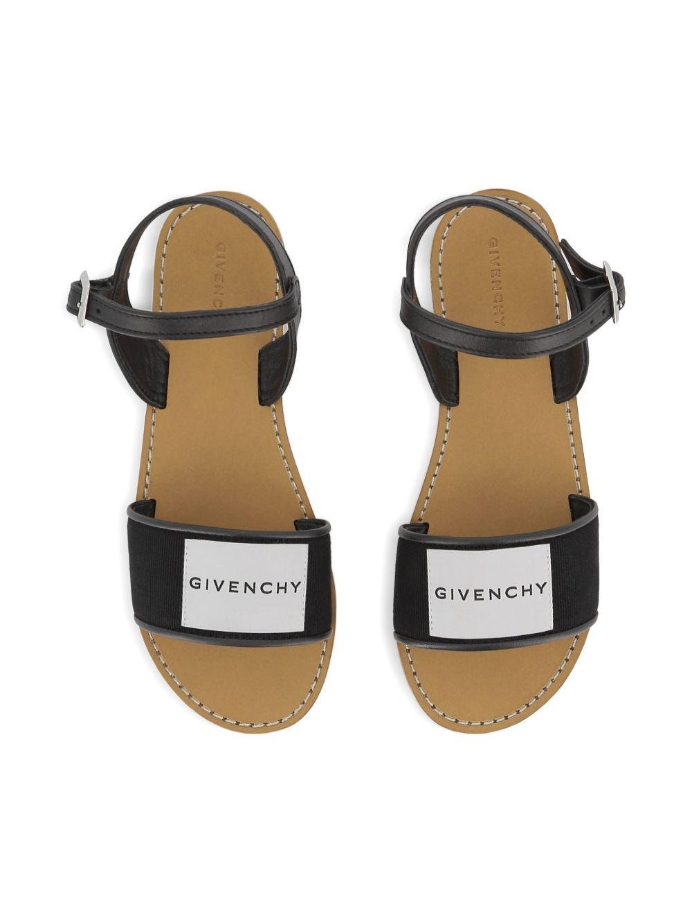Sandali da bambina Givenchy Kids neri con dettaglio logo - Rubino Kids