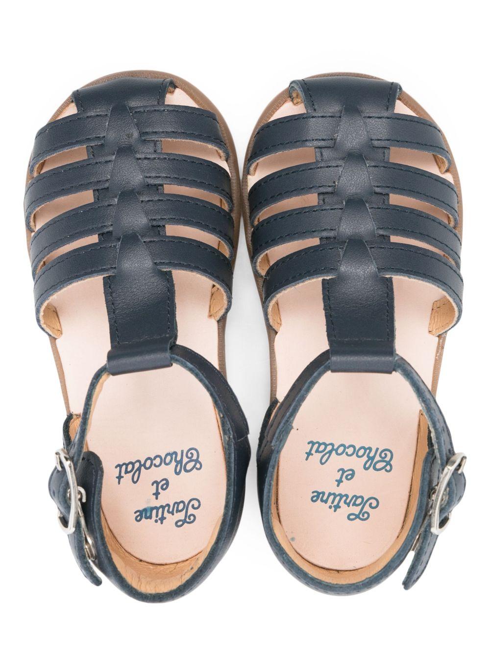Sandali in pelle per neonato Tartine Et Chocolat blu con chiusura con fibbia - Rubino Kids