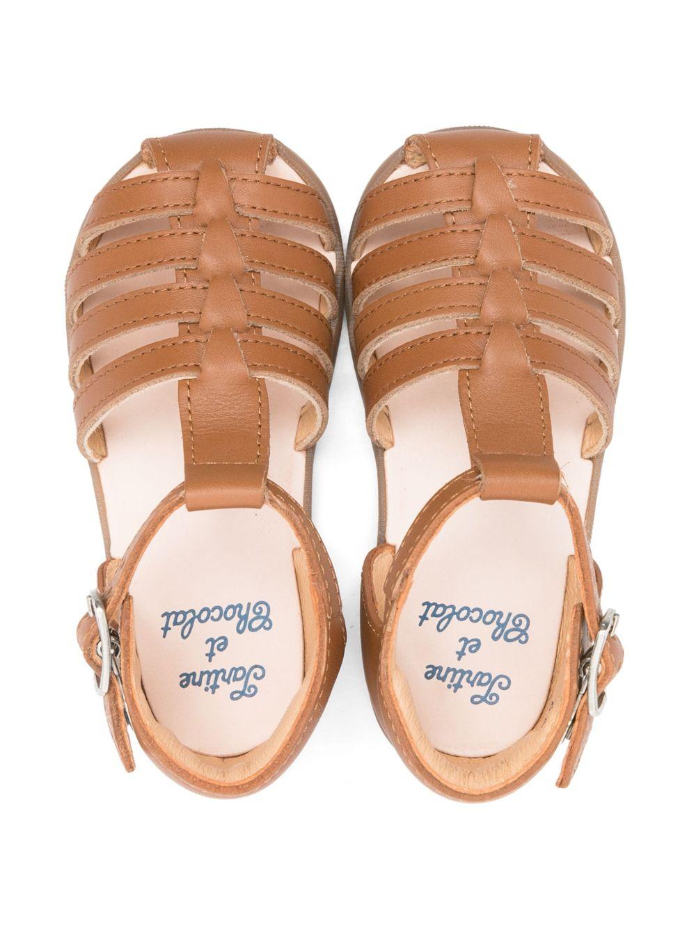 Sandali in pelle per neonato Tartine Et Chocolat marrone con chiusura con fibbia - Rubino Kids