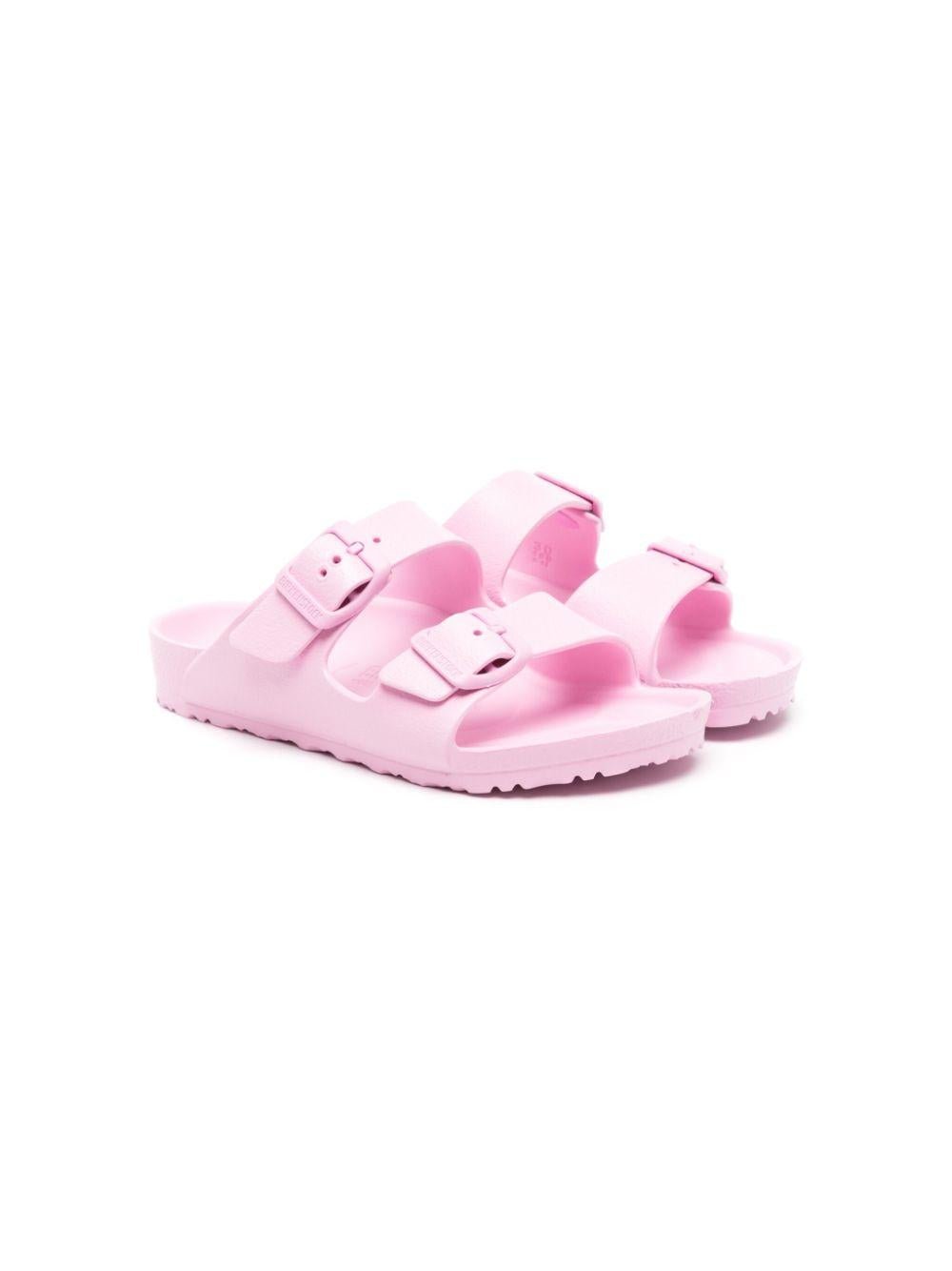 Sandali per bambina Birkenstock Kids rosa con logo goffrato - Rubino Kids