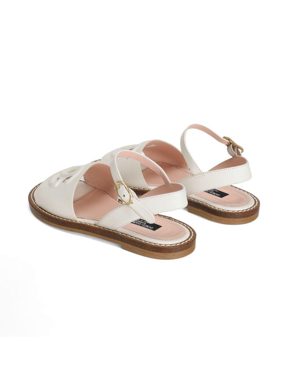 Sandali per bambina Dolce & Gabbana Kids bianco con dettaglio cut - out - Rubino Kids