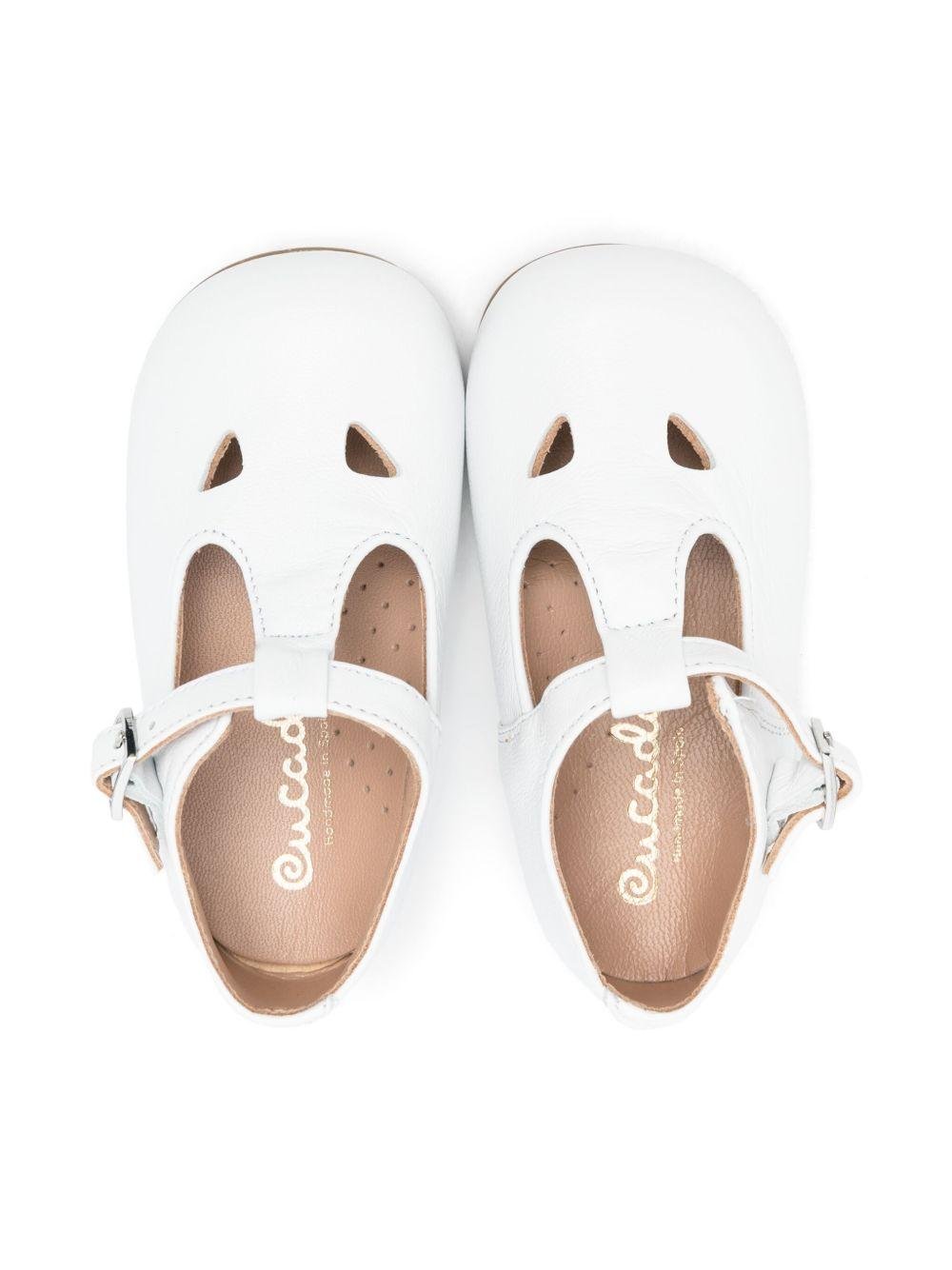 Sandali per bambina Eli1957 bianco in pelle con chiusura laterale con fibbia - Rubino Kids