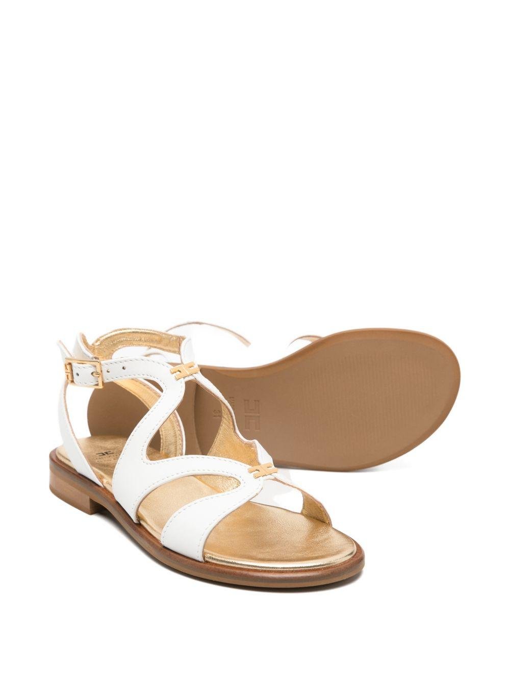 Sandali per bambina Elisabetta Franchi La Mia Bambina bianchi con dettaglio logo - Rubino Kids