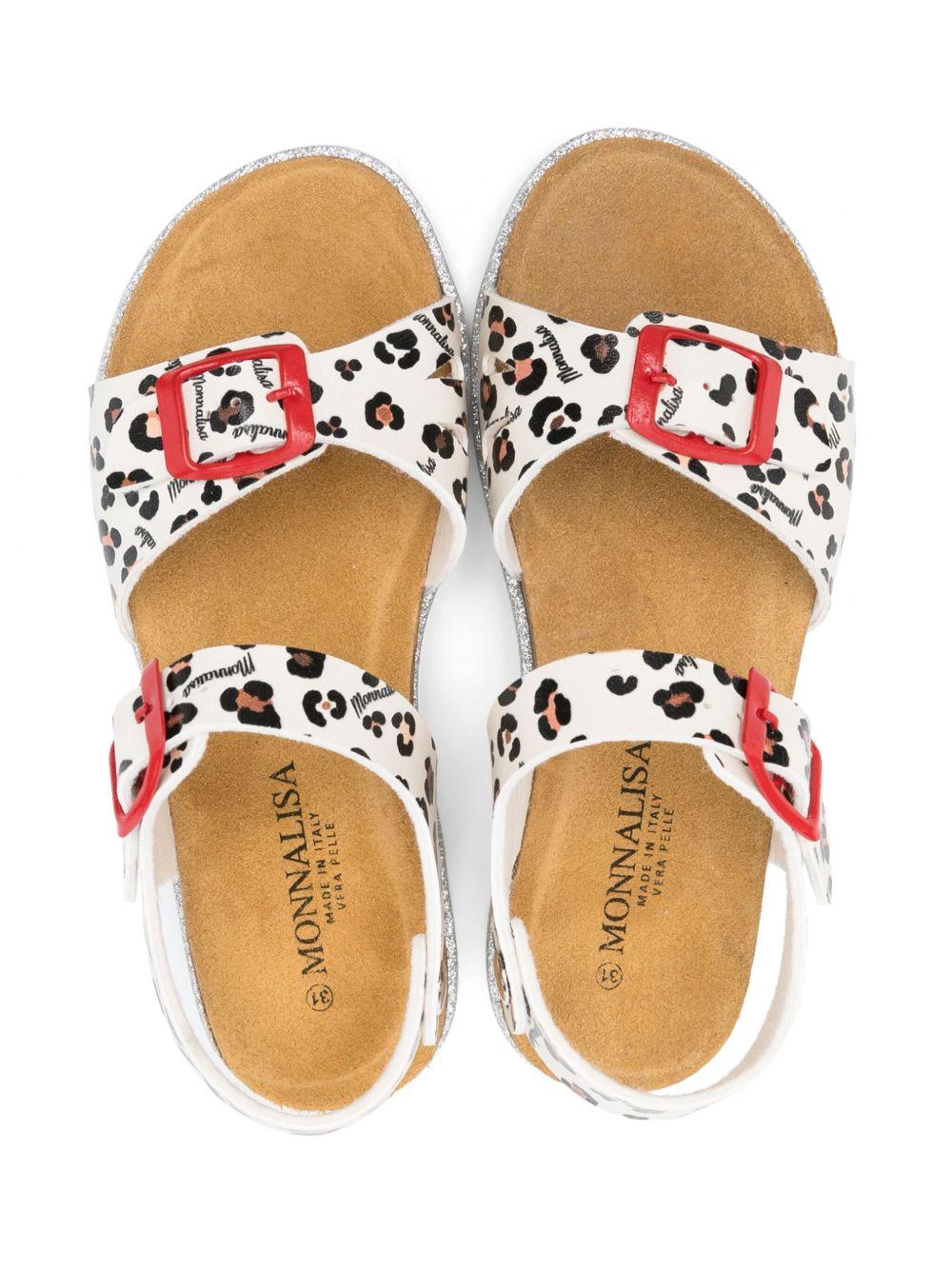 Sandali per bambina Monnalisa beige con stampa leopardata - Rubino Kids