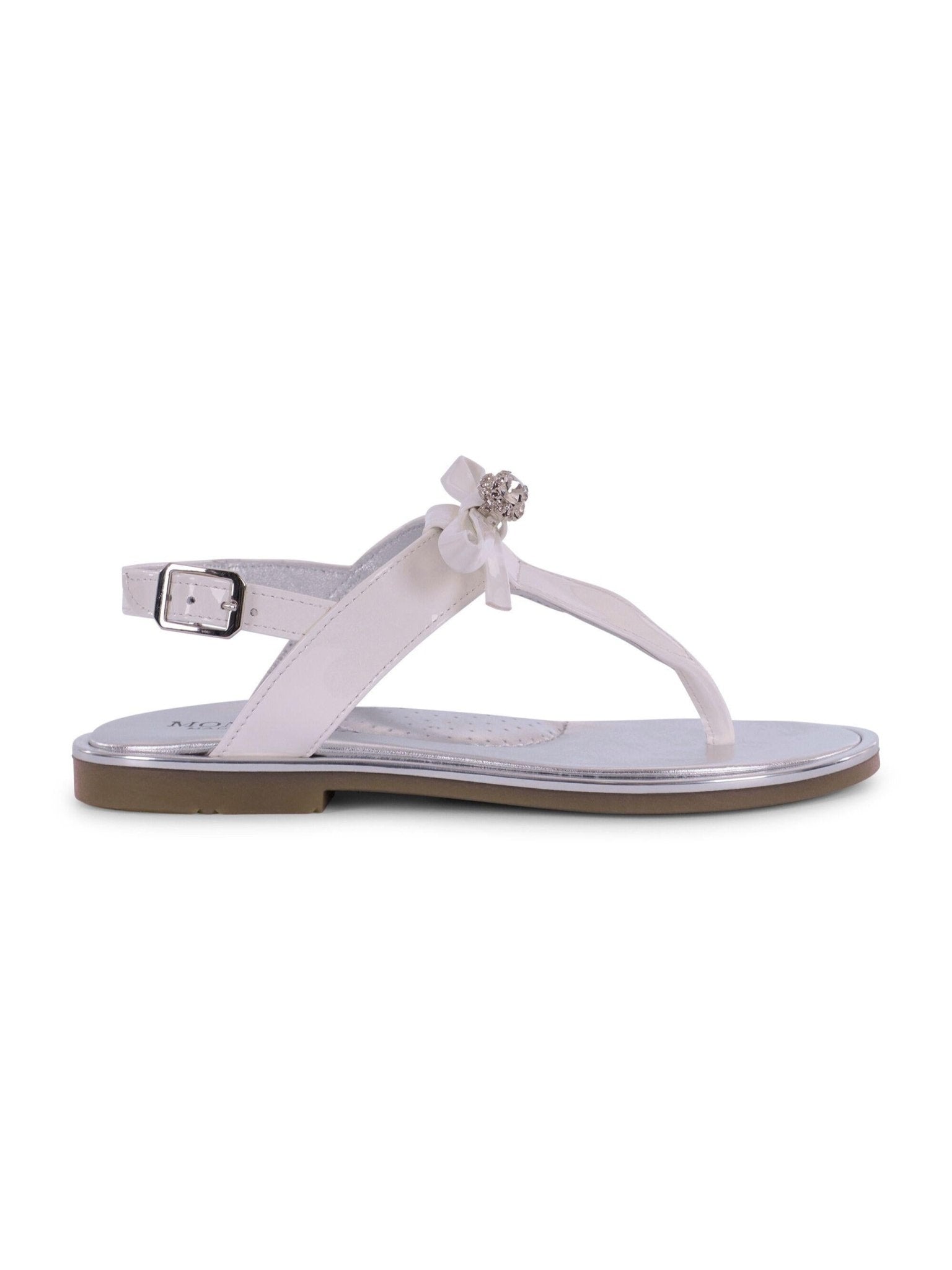 Sandali per bambina Monnalisa bianchi con dettaglio fiocco - Rubino Kids