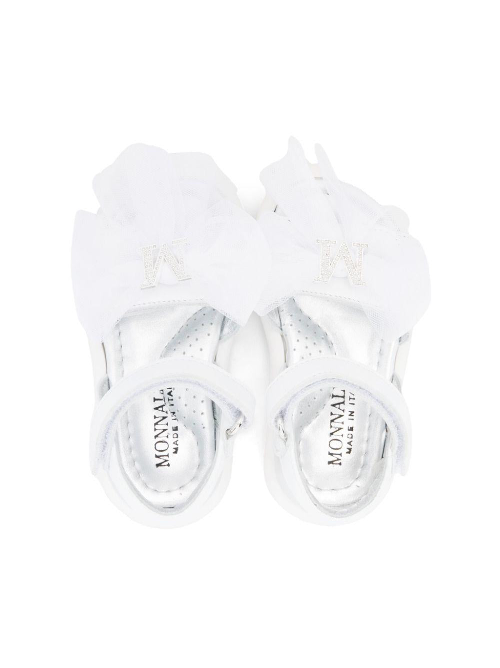 Sandali per bambina Monnalisa bianco con dettaglio fiocco - Rubino Kids