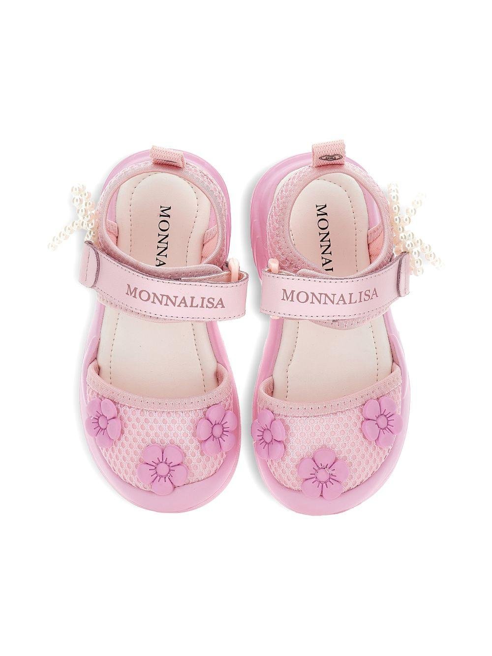 Sandali per bambina Monnalisa rosa con fiocco a perline - Rubino Kids