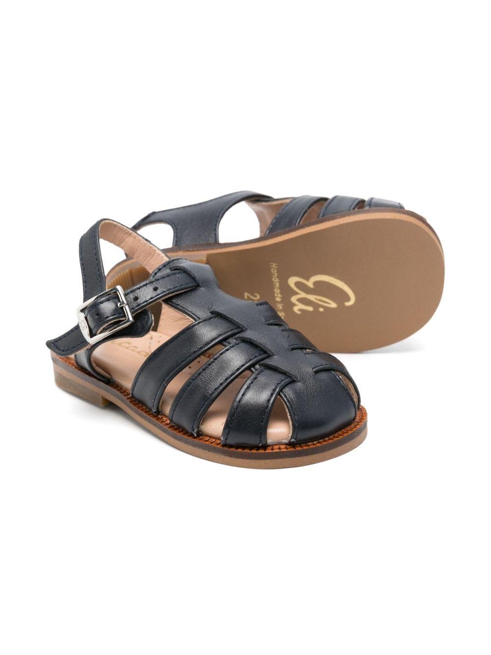 Sandali per bambino Eli1957 blu in pelle con chiusura laterale con fibbia - Rubino Kids