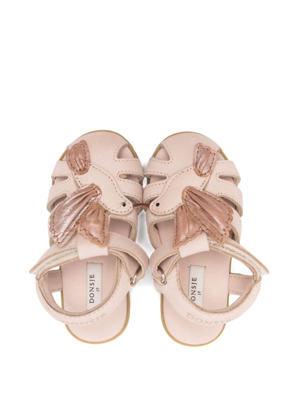 Sandali per neonata Donsje rosa con applicazione uccellino - Rubino Kids