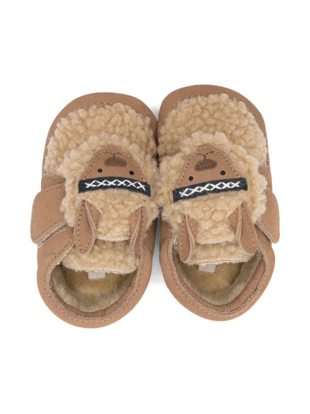 Scarpe da culla per neonati Donsje beige con applicazioni in pelle di pecora - Rubino Kids