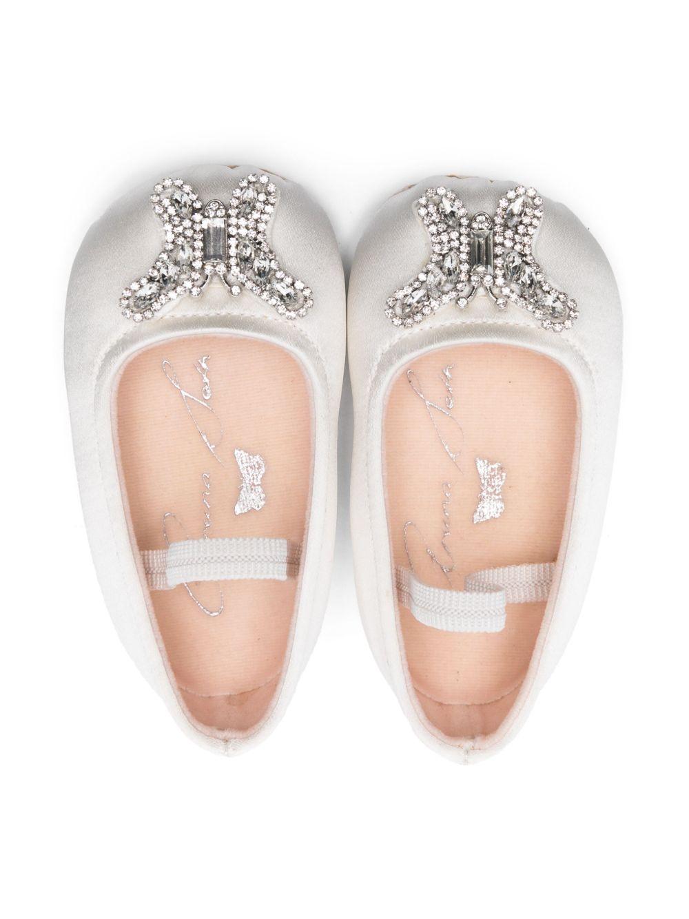 Scarpe primi passi per neonata Aruna Seth Odette bianco con decorazione in cristalli - Rubino Kids