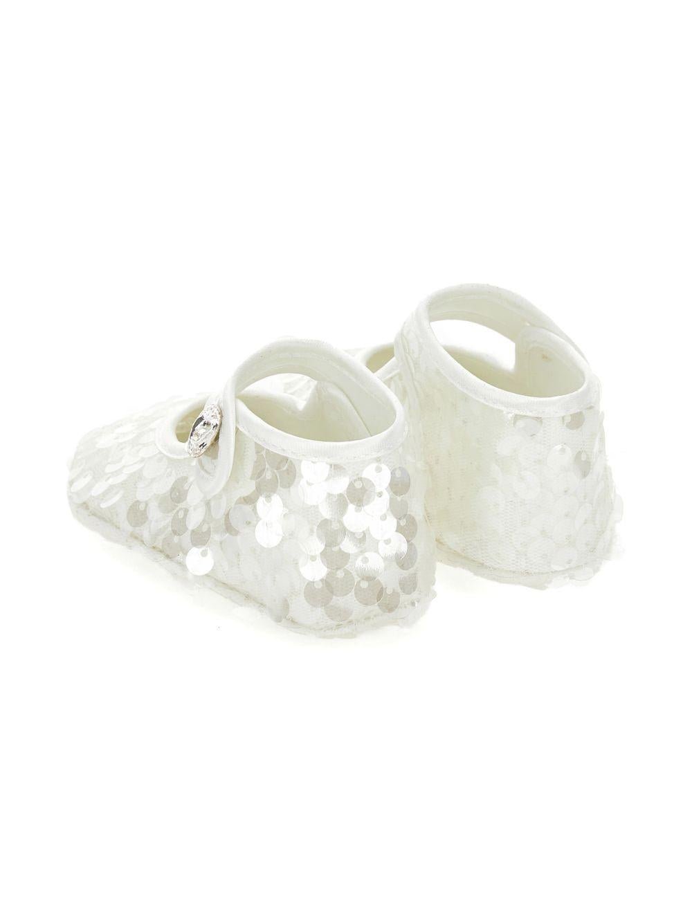 Scarpe primi passi per neonata Monnalisa bianche con paillettes - Rubino Kids