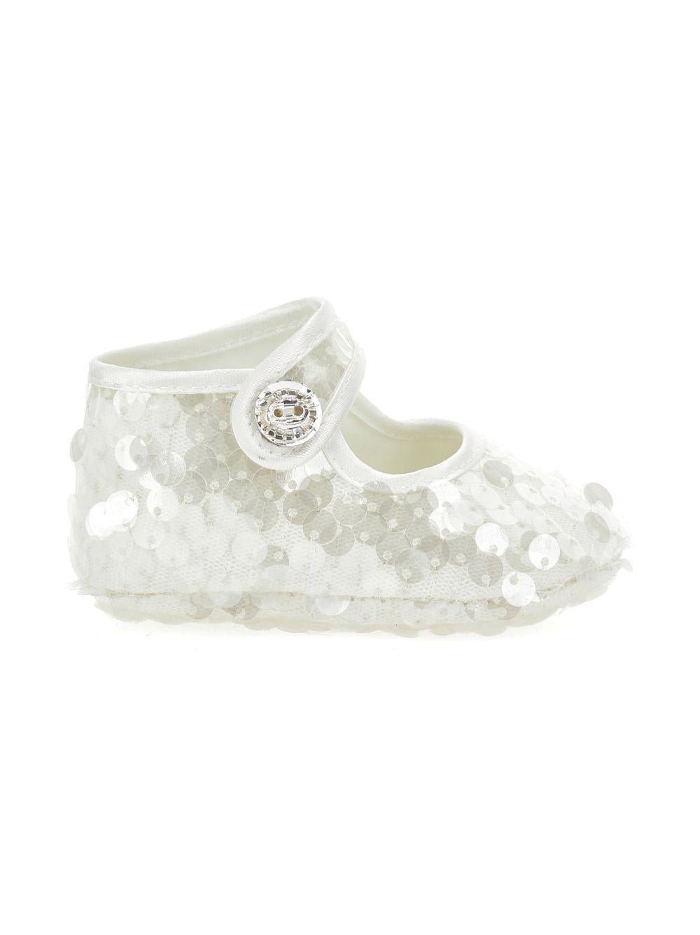 Scarpe primi passi per neonata Monnalisa bianche con paillettes - Rubino Kids