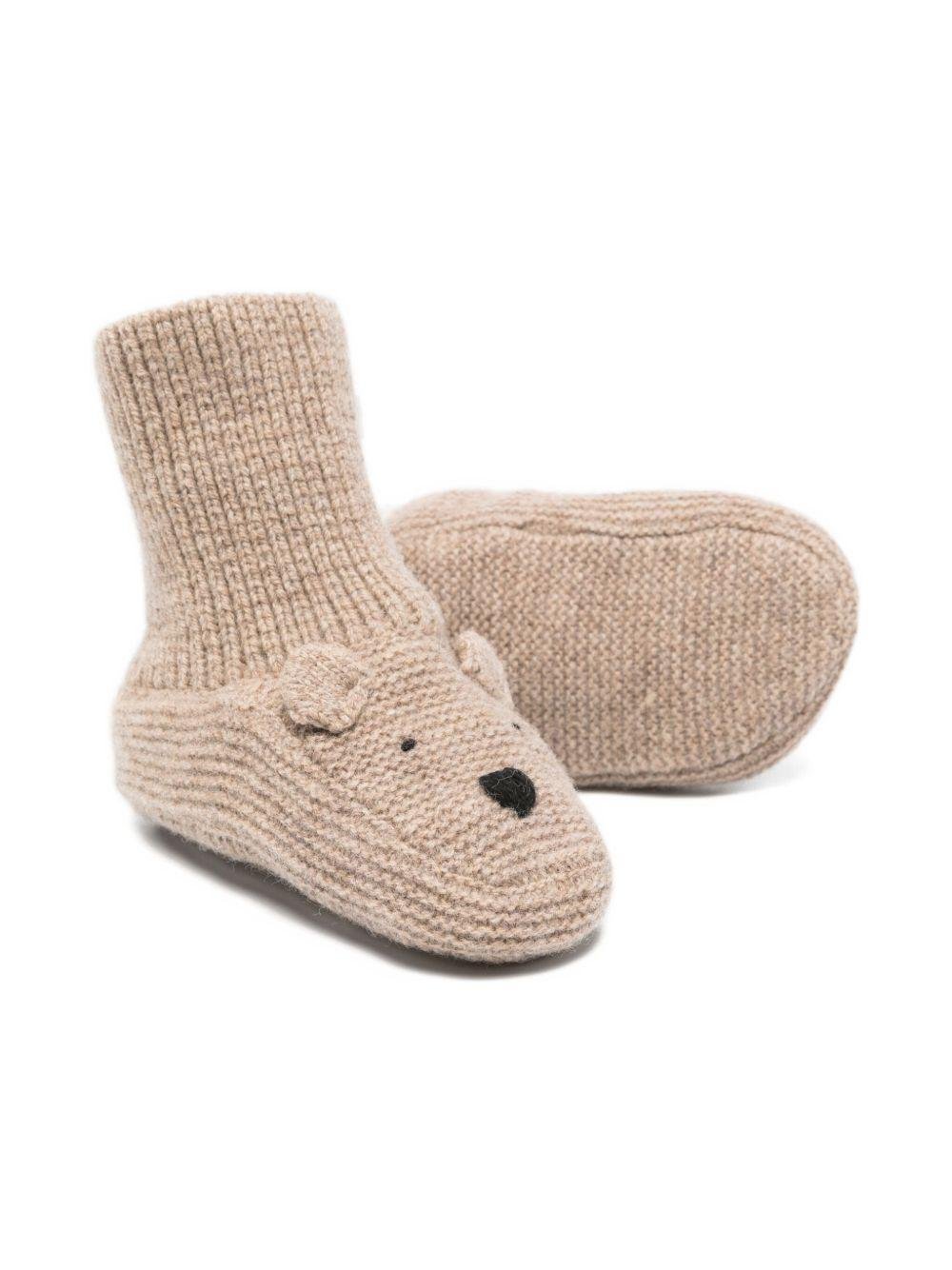 Scarpe primi passi per neonati Donsje beige con muso di orso - Rubino Kids