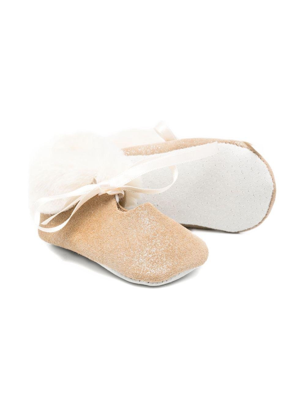 Scarpette primi passi per neonata Tartine Et Chocolat beige con effetto glitter - Rubino Kids
