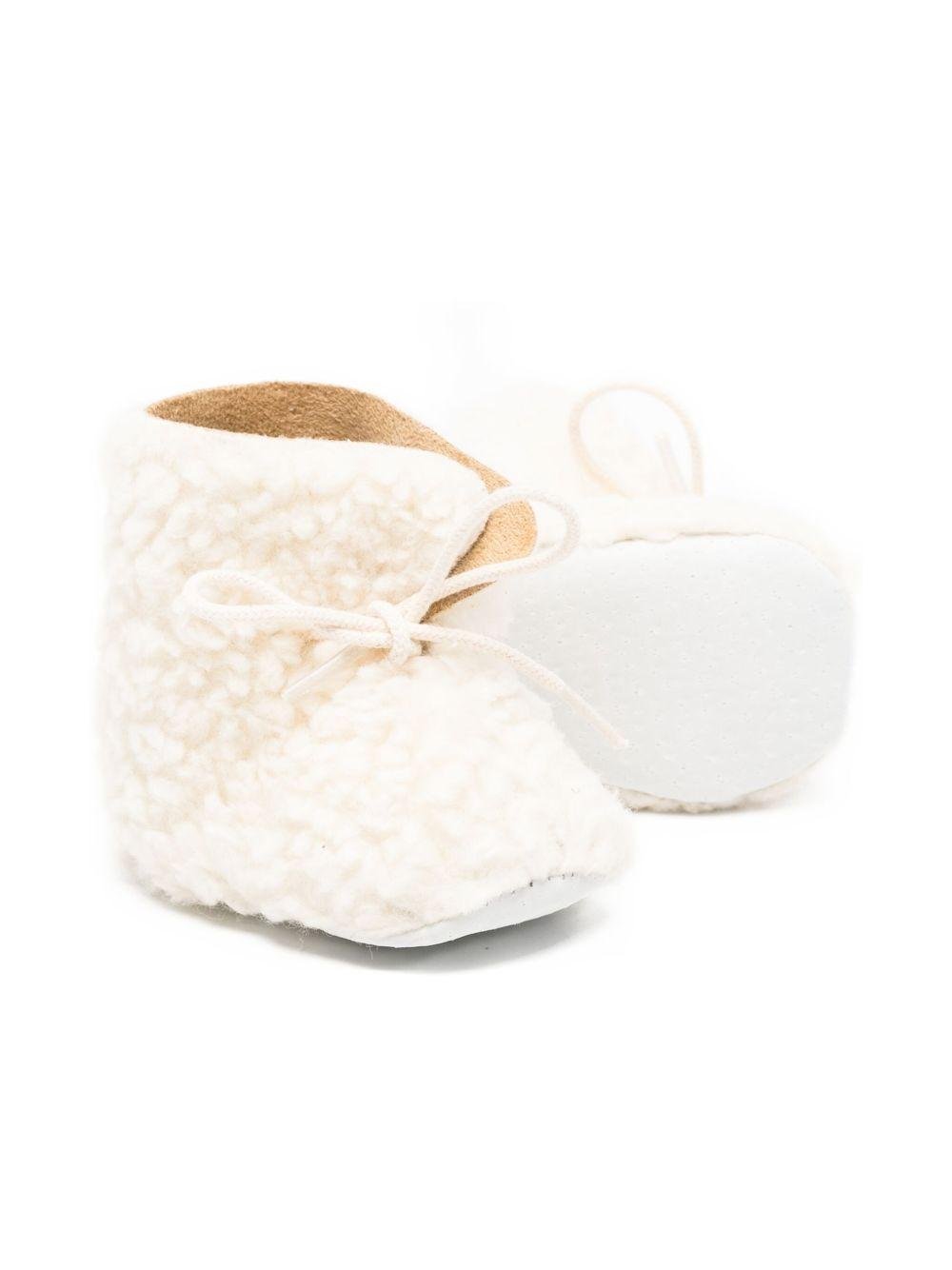 Scarpette primi passi per neonata Tartine Et Chocolat bianche con texture teddy - Rubino Kids