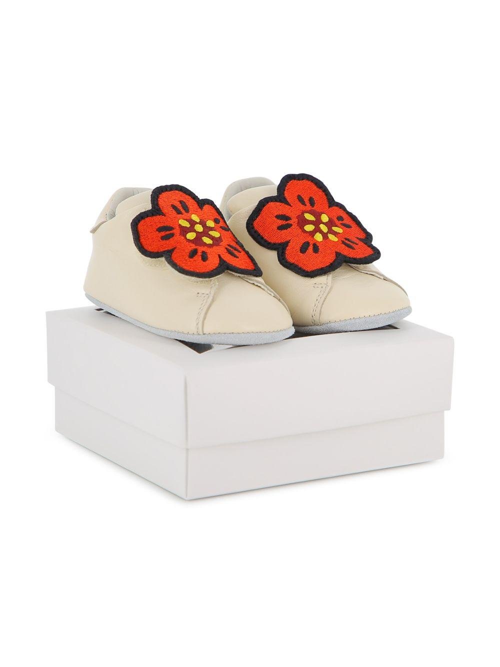 Scarpine primi passi per neonata Kenzo Kids beige con ricamo Boke Flower - Rubino Kids