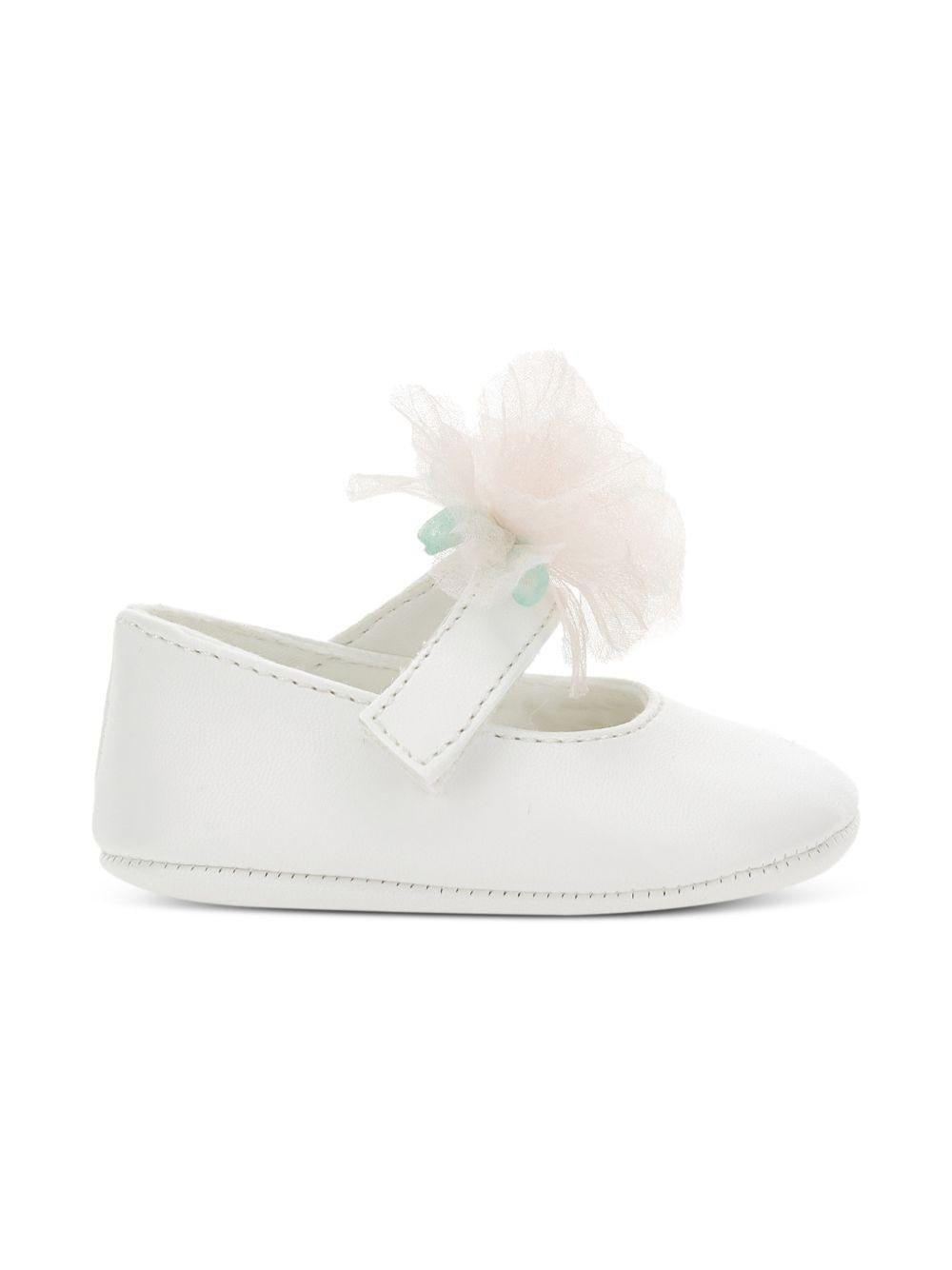 Scarpine primi passi per neonata Monnalisa bianche con applicazione a fiore - Rubino Kids