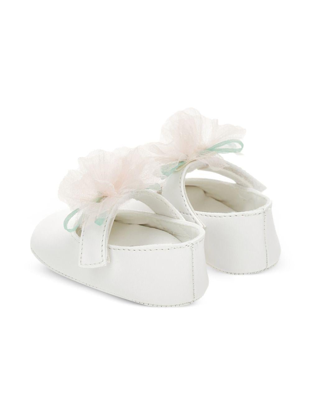 Scarpine primi passi per neonata Monnalisa bianche con applicazione a fiore - Rubino Kids