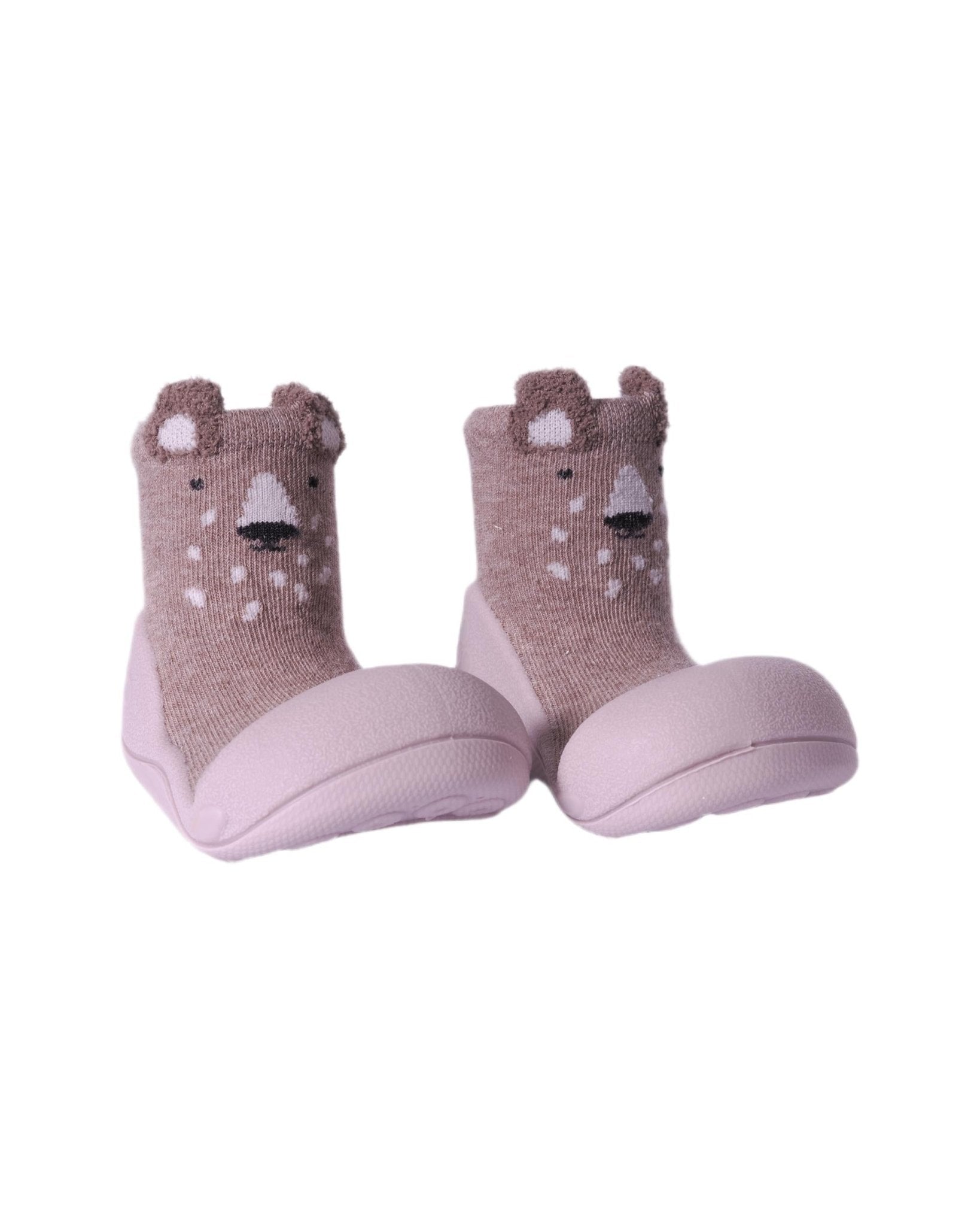 Scarpine primi passi per neonati Attipas beige con motivo orsetto ricamato - Rubino Kids