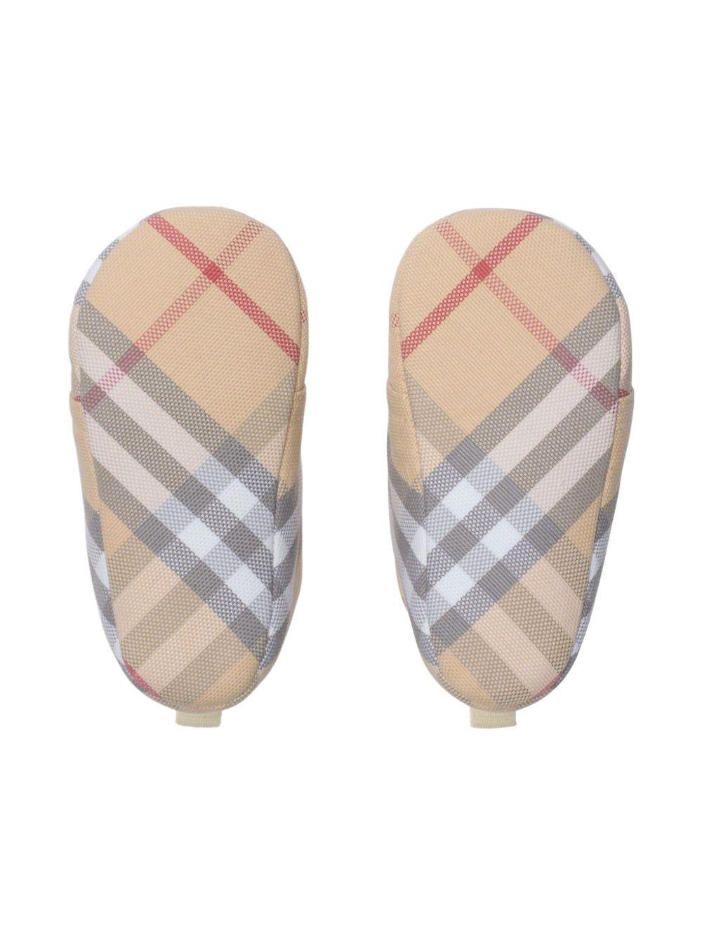 Scarpine primi passi per neonati Burberry Kids beige a quadri - Rubino Kids