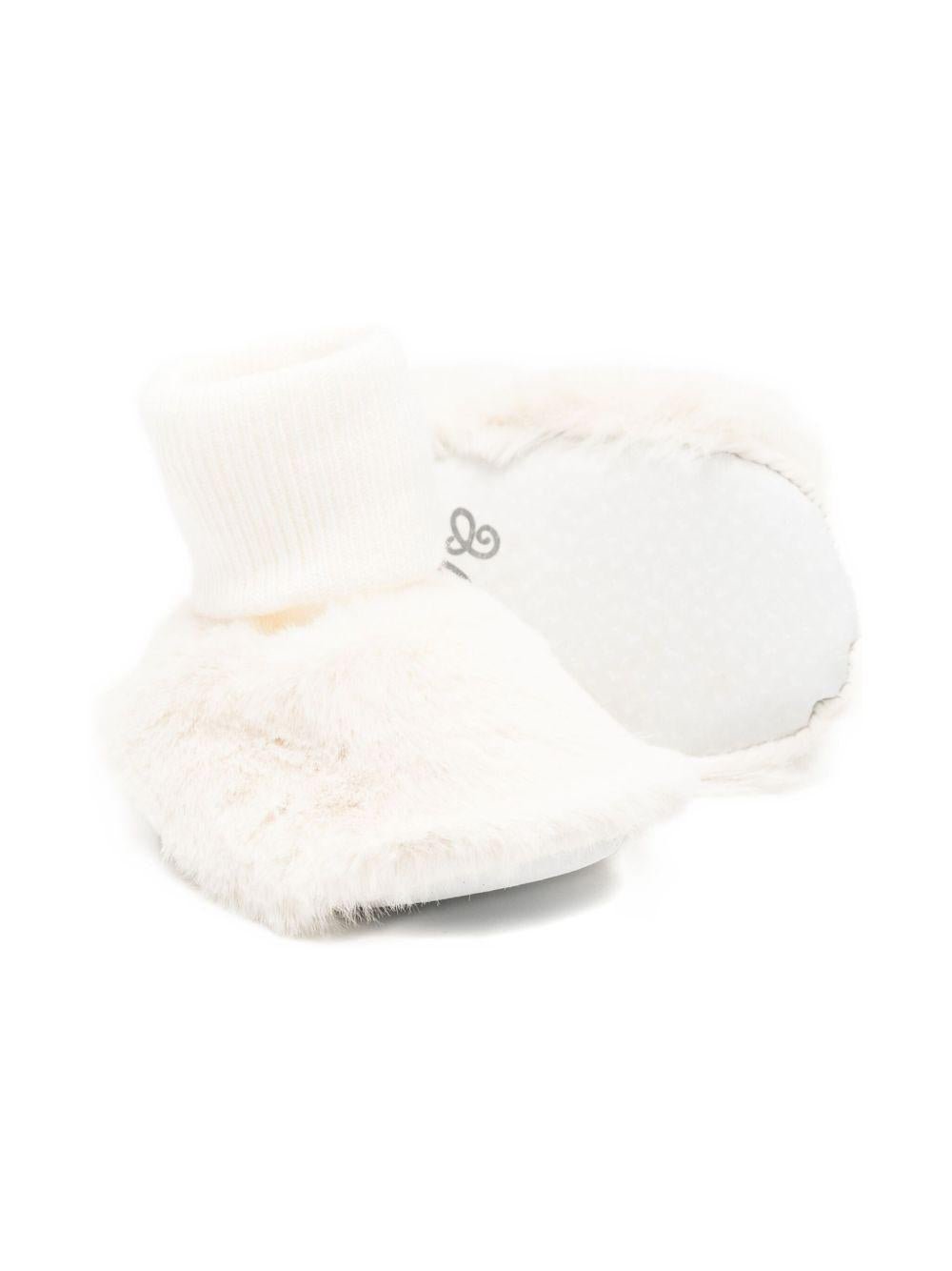 Scarpine primi passi per neonati Tartine Et Chocolat bianche con polsini a coste - Rubino Kids