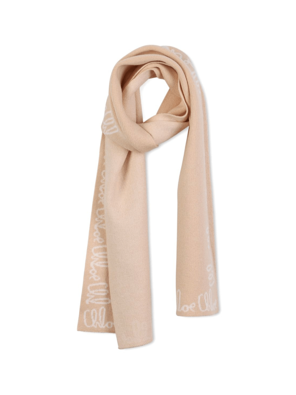 Sciarpa per bambina Chloé Kids beige con stampa logo - Rubino Kids