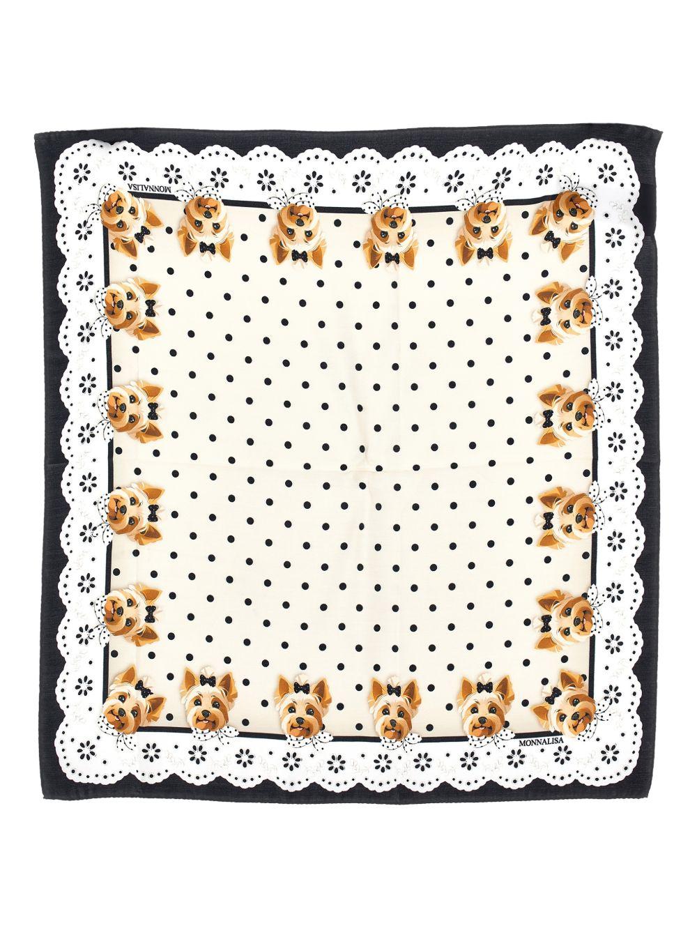 Sciarpa per bambina Monnalisa beige a pois con motivo cane - Rubino Kids