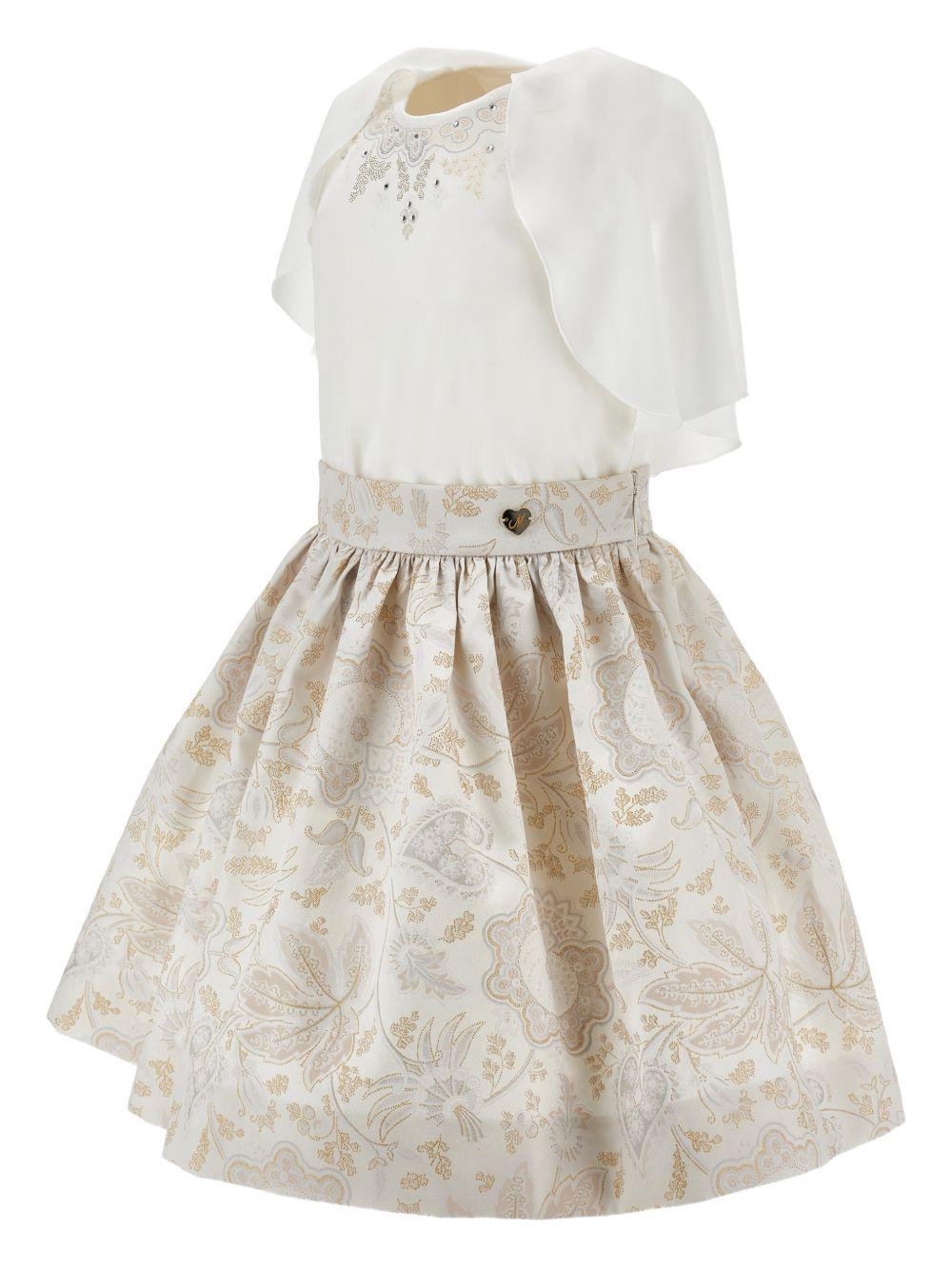 Set 2 pezzi per bambina Monnalisa beige con decorazione sullo scollo - Rubino Kids