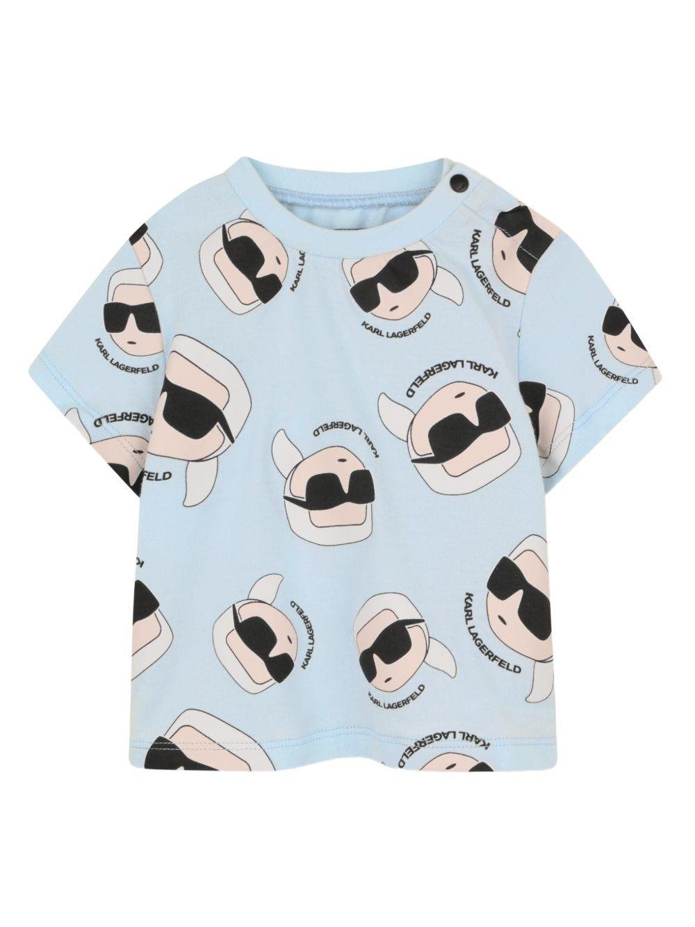 Set 2 pezzi per neonata Karl Lagerfeld Kids blu con stampa ikonik karl - Rubino Kids