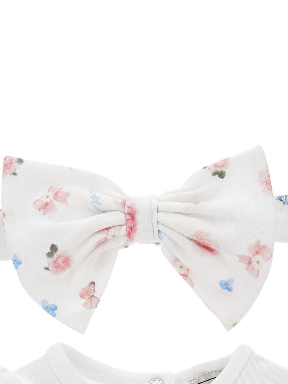 Set abito per bambina Monnalisa bianco con stampa a fiori - Rubino Kids