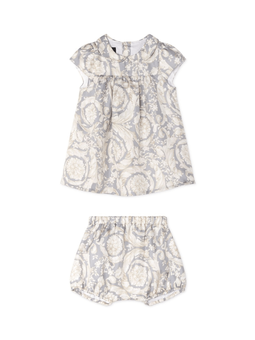 Set abito per neonata Versace Kids grigio con stampa Barocco - Rubino Kids