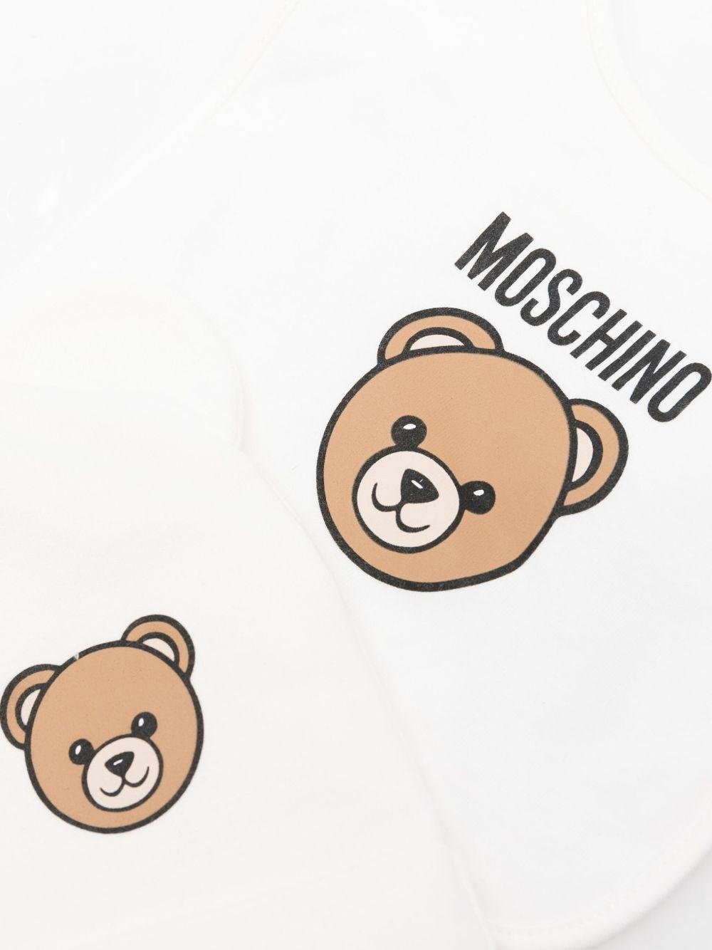Set berretto e bavaglino per neonati Moschino Kids bianco con stampa orsetto - Rubino Kids