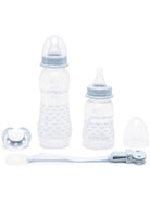 Set biberon e ciuccio per neonati Emporio Armani Kids azzurro con stampa - Rubino Kids