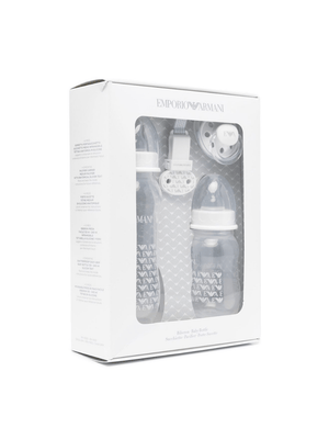 Emporio Armani Kids white printed baby bottle and pacifier set