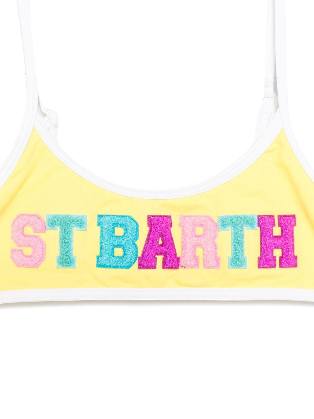 Set bikini per bambina MC2 Saint Barth Kids Jaiden giallo con slip con nodi laterali - Rubino Kids