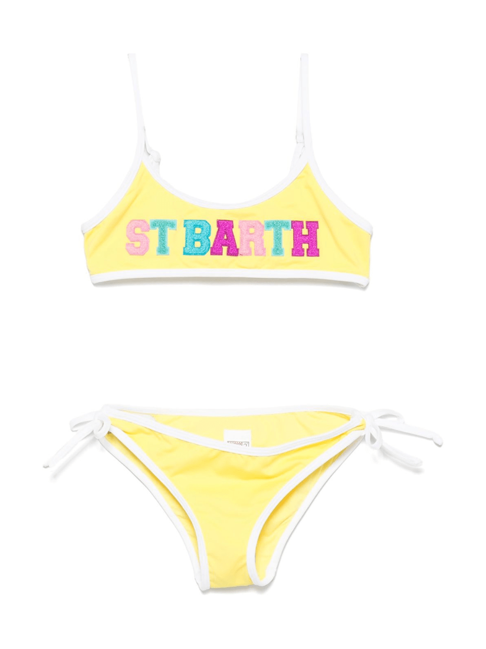 Set bikini per bambina MC2 Saint Barth Kids Jaiden giallo con slip con nodi laterali - Rubino Kids