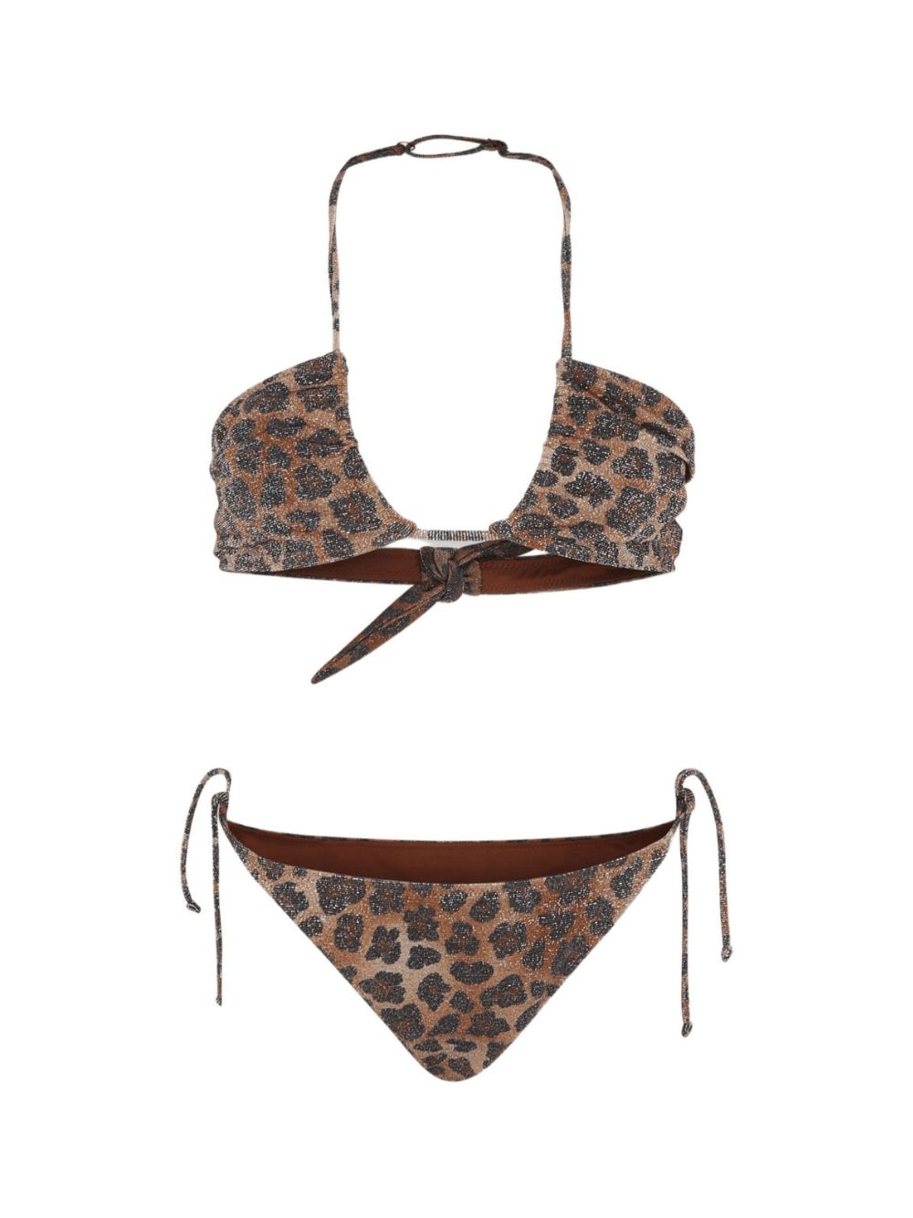 Set bikini per bambina MC2 Saint Barth Kids marrone con stampa leopardata - Rubino Kids